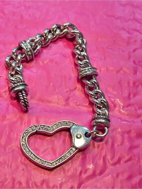 Brighton Urban Lights Heart Bracelet w/chunky curb chain and pave heart clasp